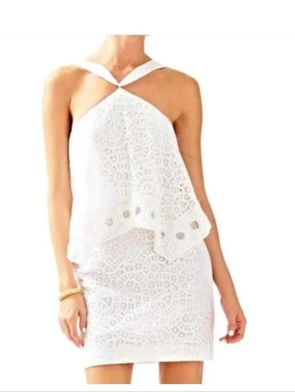 Lily Pulitzer White crochet Lace Halter Dress Size 0